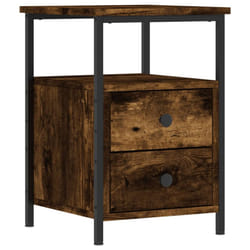 vidaXL Bedside Cabinet Bedside Table Telephone Table Black Engineered Wood - smoked oak