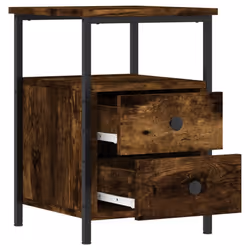 vidaXL Bedside Cabinet Bedside Table Telephone Table Black Engineered Wood - smoked oak - Additional view 5