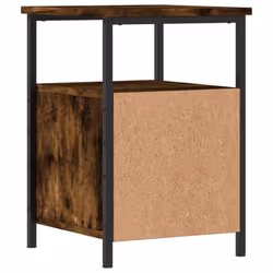 vidaXL Bedside Cabinet Bedside Table Telephone Table Black Engineered Wood - smoked oak - Additional view 7