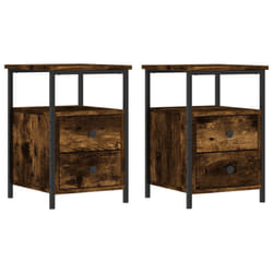 vidaXL Bedside Cabinets Nightstand Bed Table 2 pcs Sonoma Oak Engineered Wood - smoked oak