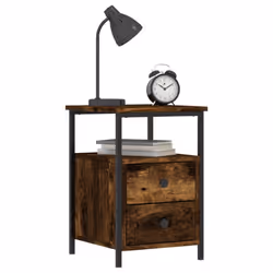 vidaXL Bedside Cabinets Nightstand Bed Table 2 pcs Sonoma Oak Engineered Wood - smoked oak