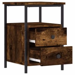 vidaXL Bedside Cabinets Nightstand Bed Table 2 pcs Sonoma Oak Engineered Wood - smoked oak - Additional view 6