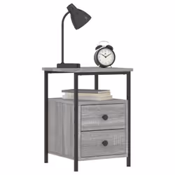 vidaXL Bedside Cabinet Bedside Table Telephone Table Black Engineered Wood - grey sonoma