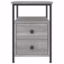 vidaXL Bedside Cabinet Bedside Table Telephone Table Black Engineered Wood - grey sonoma - Additional view 4