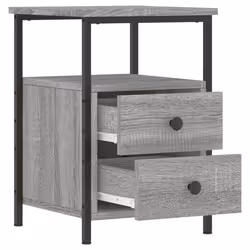vidaXL Bedside Cabinet Bedside Table Telephone Table Black Engineered Wood - grey sonoma - Additional view 5