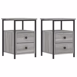 vidaXL Bedside Cabinets Nightstand Bed Table 2 pcs Sonoma Oak Engineered Wood - grey sonoma