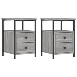 vidaXL Bedside Cabinets Nightstand Bed Table 2 pcs Sonoma Oak Engineered Wood - grey sonoma