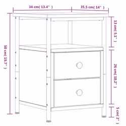 vidaXL Bedside Cabinets Nightstand Bed Table 2 pcs Sonoma Oak Engineered Wood - grey sonoma