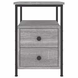 vidaXL Bedside Cabinets Nightstand Bed Table 2 pcs Sonoma Oak Engineered Wood - grey sonoma - Additional view 5
