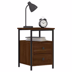 vidaXL Bedside Cabinet Bedside Table Telephone Table Black Engineered Wood - brown oak