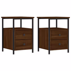 vidaXL Bedside Cabinets Nightstand Bed Table 2 pcs Sonoma Oak Engineered Wood - brown oak