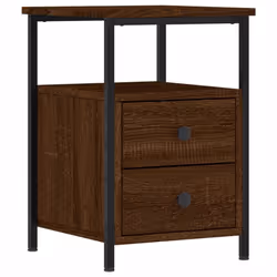 vidaXL Bedside Cabinets Nightstand Bed Table 2 pcs Sonoma Oak Engineered Wood - brown oak - Additional view 4