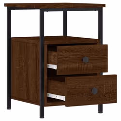 vidaXL Bedside Cabinets Nightstand Bed Table 2 pcs Sonoma Oak Engineered Wood - brown oak - Additional view 6