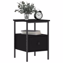 vidaXL Bedside Cabinet Bedside Table Side Table Sonoma Oak Engineered Wood - black