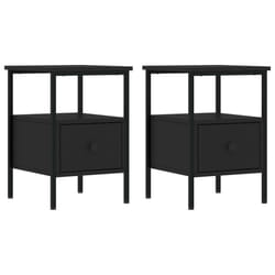 vidaXL Bedside Cabinets Nightstand Bedside Table 2 pcs Black Engineered Wood - black