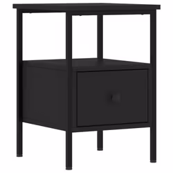 vidaXL Bedside Cabinets Nightstand Bedside Table 2 pcs Black Engineered Wood - black