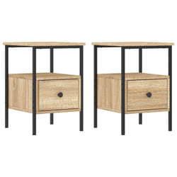 vidaXL Bedside Cabinets Nightstand Bedside Table 2 pcs Black Engineered Wood - sonoma oak