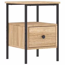 vidaXL Bedside Cabinets Nightstand Bedside Table 2 pcs Black Engineered Wood - sonoma oak