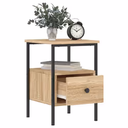 vidaXL Bedside Cabinets Nightstand Bedside Table 2 pcs Black Engineered Wood - sonoma oak - Additional view 4