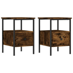 vidaXL Bedside Cabinets Nightstand Bedside Table 2 pcs Black Engineered Wood - smoked oak