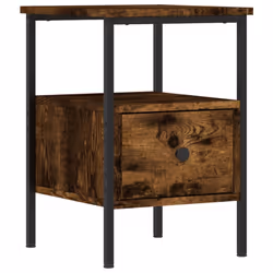 vidaXL Bedside Cabinets Nightstand Bedside Table 2 pcs Black Engineered Wood - smoked oak