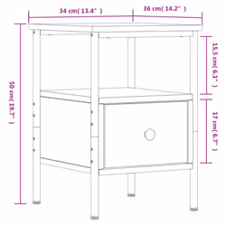 vidaXL Bedside Cabinets Nightstand Bedside Table 2 pcs Black Engineered Wood - smoked oak