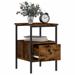 vidaXL Bedside Cabinets Nightstand Bedside Table 2 pcs Black Engineered Wood - smoked oak - Additional view 4