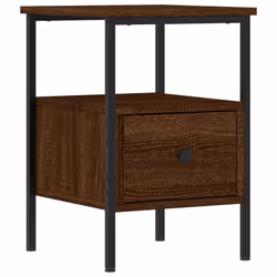 vidaXL Bedside Cabinets Nightstand Bedside Table 2 pcs Black Engineered Wood - brown oak - Additional view 2
