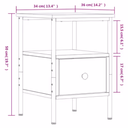 vidaXL Bedside Cabinets Nightstand Bedside Table 2 pcs Black Engineered Wood - brown oak - Additional view 3