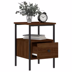 vidaXL Bedside Cabinets Nightstand Bedside Table 2 pcs Black Engineered Wood - brown oak - Additional view 4
