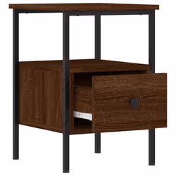 vidaXL Bedside Cabinets Nightstand Bedside Table 2 pcs Black Engineered Wood - brown oak - Additional view 5