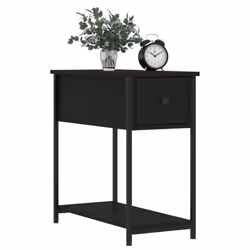 vidaXL Bedside Cabinet Side Table Nightstand Bed Table Black Engineered Wood - black