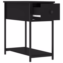 vidaXL Bedside Cabinet Side Table Nightstand Bed Table Black Engineered Wood - black - Additional view 5