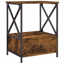 vidaXL Bedside Tables Bedside Cabinet Nightstand Side Table Engineered Wood - smoked oak