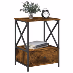 vidaXL Bedside Tables Bedside Cabinet Nightstand Side Table Engineered Wood - smoked oak