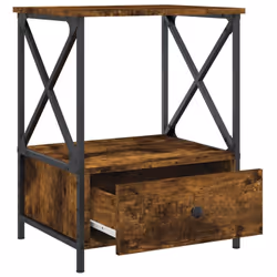 vidaXL Bedside Tables Bedside Cabinet Nightstand Side Table Engineered Wood - smoked oak - Additional view 5