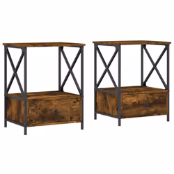 vidaXL Bedside Tables Bedside Cabinet Nightstand Side Table Engineered Wood - smoked oak, 2 pcs