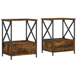 vidaXL Bedside Tables Bedside Cabinet Nightstand Side Table Engineered Wood - smoked oak, 2 pcs