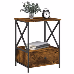 vidaXL Bedside Tables Bedside Cabinet Nightstand Side Table Engineered Wood - smoked oak, 2 pcs