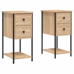 vidaXL Bedside Cabinets Nightstand Bed Table 2 pcs Smoked Oak Engineered Wood - sonoma oak, 2 pcs