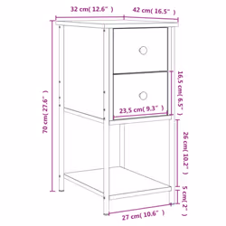 vidaXL Bedside Cabinets Nightstand Bed Table 2 pcs Smoked Oak Engineered Wood - sonoma oak, 2 pcs