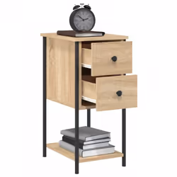 vidaXL Bedside Cabinets Nightstand Bed Table 2 pcs Smoked Oak Engineered Wood - sonoma oak, 2 pcs - Additional view 4