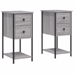 vidaXL Bedside Cabinets Nightstand Bed Table 2 pcs Smoked Oak Engineered Wood - grey sonoma, 2 pcs