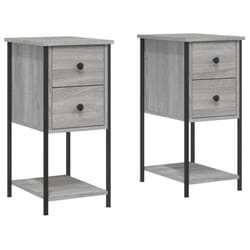 vidaXL Bedside Cabinets Nightstand Bed Table 2 pcs Smoked Oak Engineered Wood - grey sonoma, 2 pcs