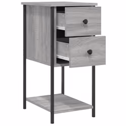 vidaXL Bedside Cabinets Nightstand Bed Table 2 pcs Smoked Oak Engineered Wood - grey sonoma, 2 pcs - Additional view 5