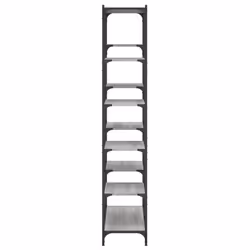 vidaXL Bookshelf Display Cabinet Bookcase Smoked Oak Engineered Wood and Iron - grey sonoma - Additional view 4