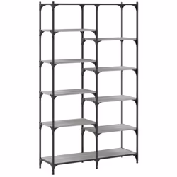 vidaXL Bookshelf Display Cabinet Bookcase Smoked Oak Engineered Wood and Iron - grey sonoma - Additional view 5