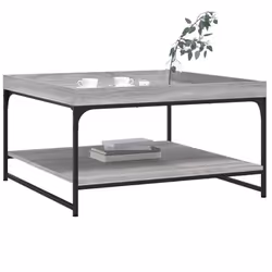vidaXL Coffee Table Side Table Sofa Table Telephone Table Engineered Wood - grey sonoma, 80 x 80 x 45 cm - Additional view 2