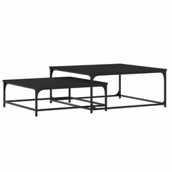 vidaXL Nesting Coffee Tables Telephone Table End Table 2 pcs Engineered Wood - black