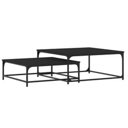 vidaXL Nesting Coffee Tables Telephone Table End Table 2 pcs Engineered Wood - black